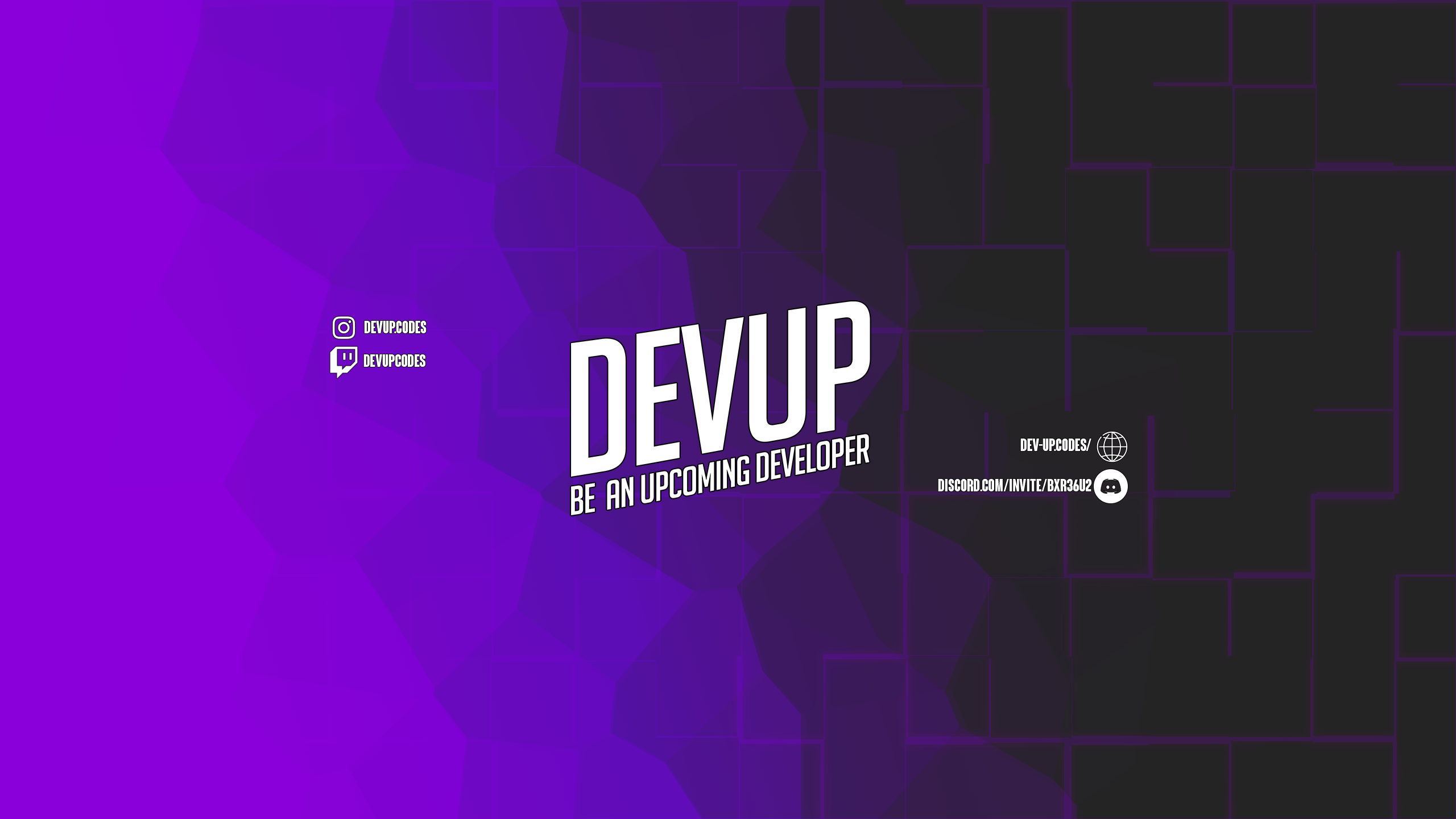 The banner for the YouTube channel DEVUP.